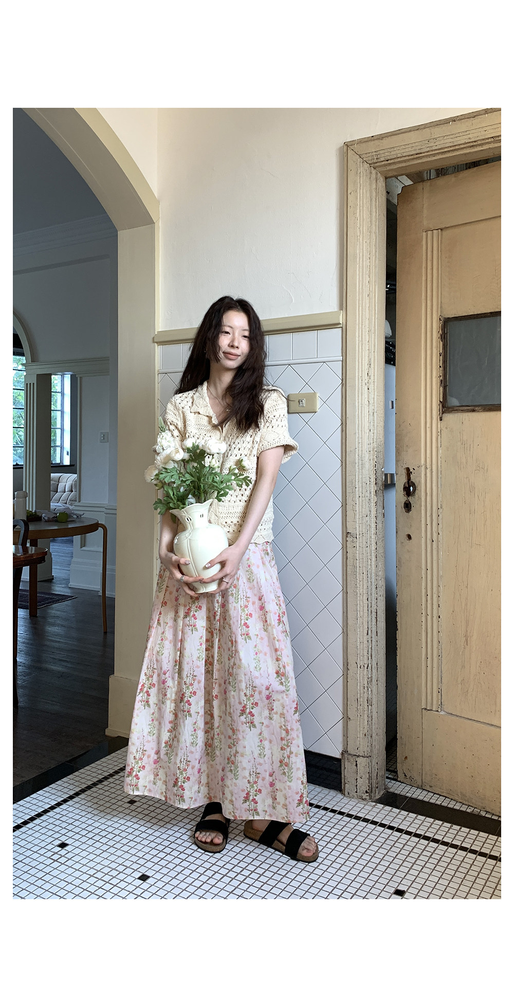 Hellooo Eat французская винтажная юбка с цветочным принтом 2025 летняя элегантная плиссированная юбка средней длины для женщин