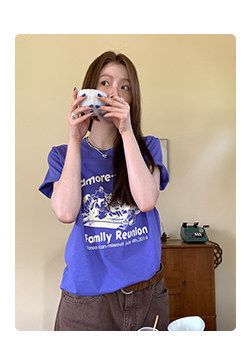 HelloooEat женская футболка с круглым вырезом и буквенным принтом в корейском стиле на весну 2025