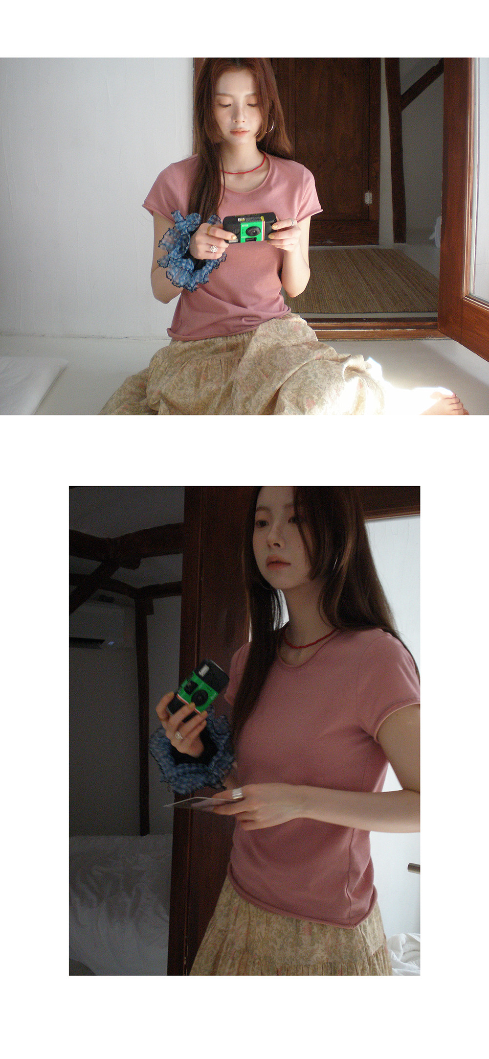 HelloooEat 多色基础款卷边显瘦T恤春夏休闲圆领套头百搭短袖上衣