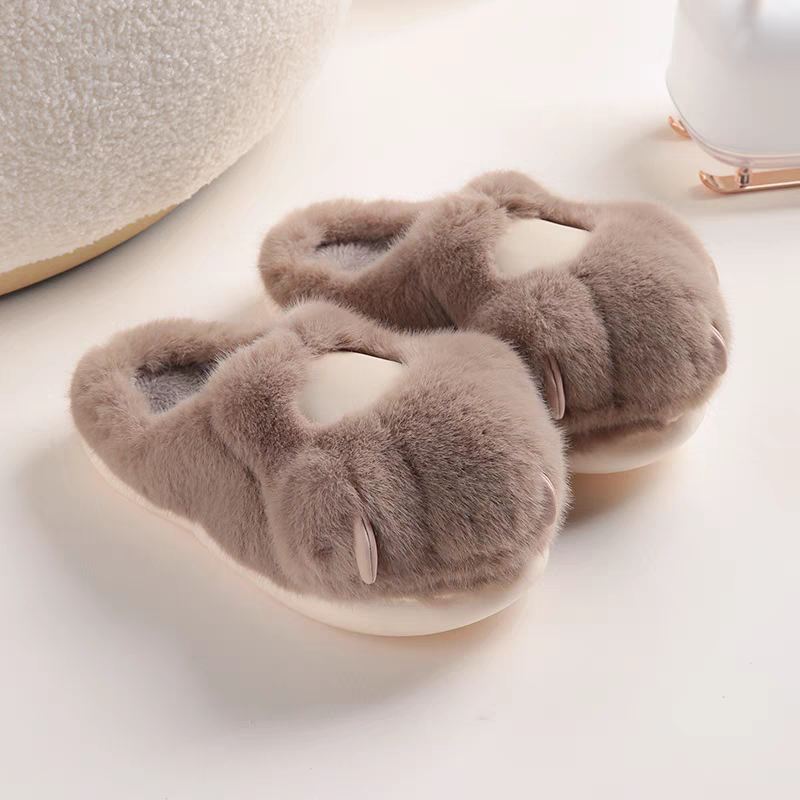 Cat Claw Slippers for Women in Autumn and Winter, Thick-Soled Plush Cute Couple Cotton Slippers for Indoor Home Use, Men's Winter Cat-Scratching Slippers