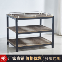 Super Market Yard Racks Steel Wood Milk Pile Head Shelf Display Show Rack Grain Oil Pile Rack Gift Box Triple Promotion Desk