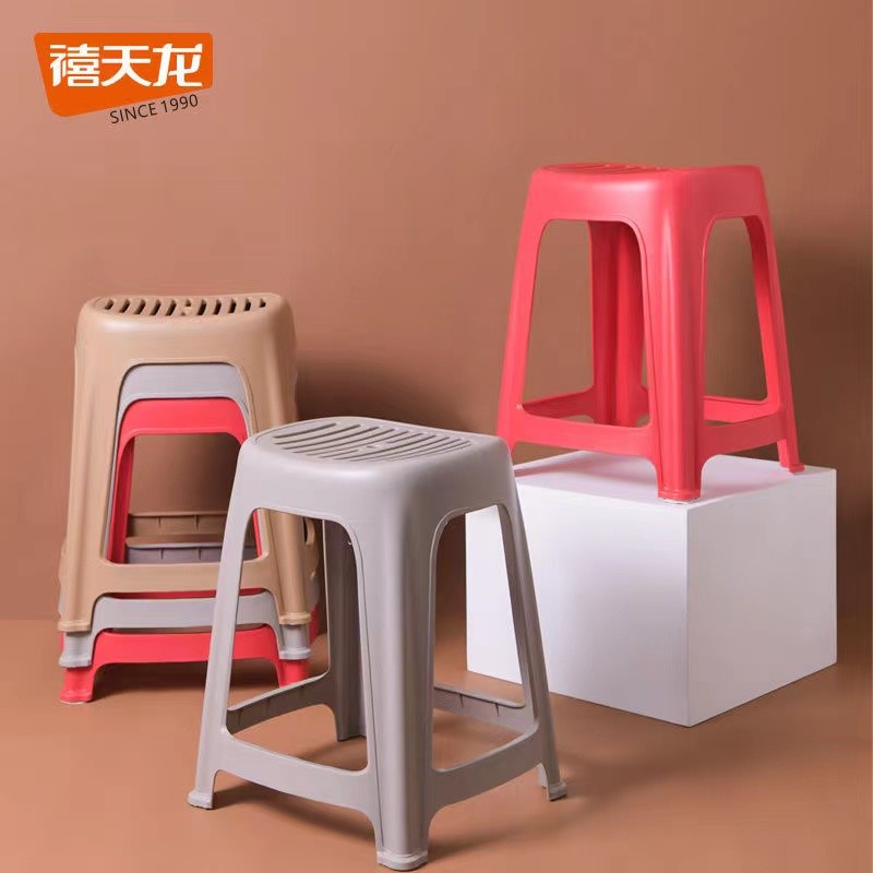 Xiutian Long Plastic Stool Household Adult Living Room Table Chair High Stool Euro-style Adhesive Bench Bathroom Anti-slip Stool