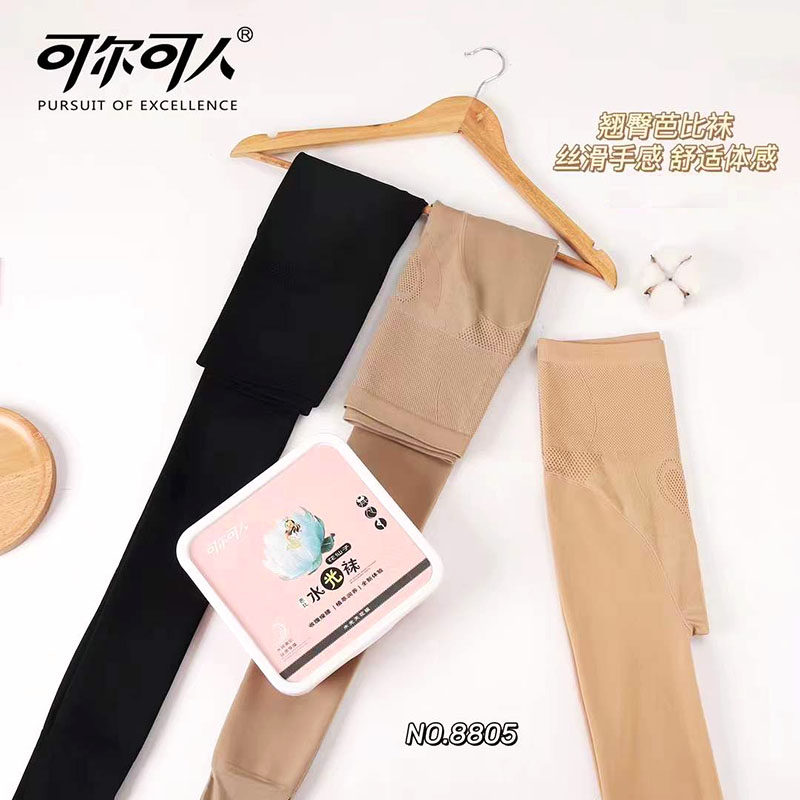 Can Man 8805 Color High waist collection Belly Up Hip Barbie Flower Fairy Water Photosocks Thicken 200g Black-Taobao