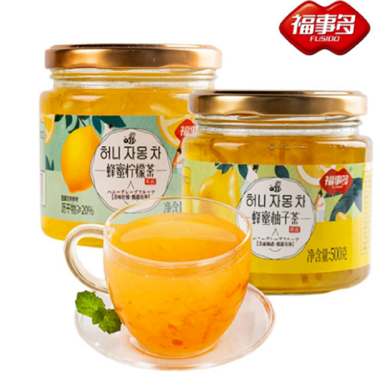 福事多蜂蜜柚子茶百香果柠檬果酱茶冲饮罐装泡水喝的东西冲水饮品