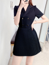 2021 summer new slim suit jumpsuit womens clothing net red temperament pleated chiffon jumpsuit womens shorts