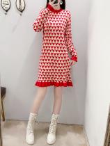 2022 spring and autumn new womens clothing temperament slim bottoming love sweater skirt small fragrance knitted dress