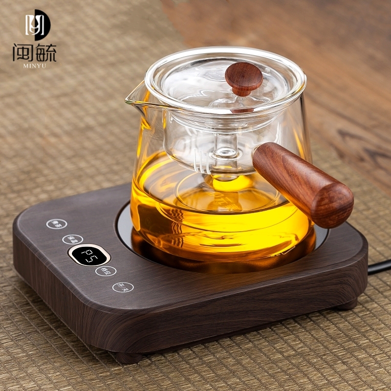 New Wooden Handle Tea Steaming Pot, Small Electric Ceramic Stove for Tea Brewing, Special Tangerine Peel Tea Brewing Set, Health Pot, Glass Tea Set