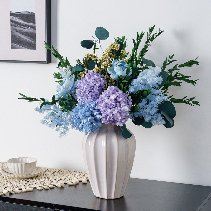[Huazhang] Preserved Flowers, Dried Flowers, Hydrangea Table Decorations, Decorative Flower Arrangements, Light Luxury Chinese Modern Style Soft Decoration