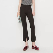 Microhorn black underpants woman outside wearing summer large size elastic 80% tight fit pants high waist front opening fork 90% pants