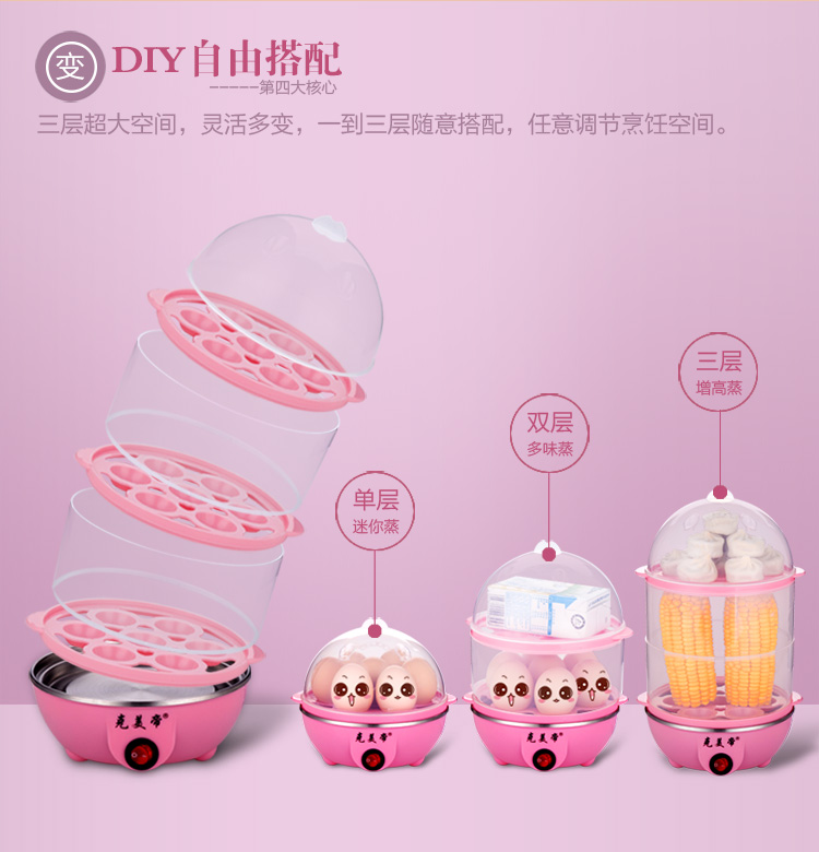 nồi nấu xôi Máy đánh trứng đa năng dùng trong gia đình Máy hấp trứng bằng thép không gỉ Máy nhỏ ăn sáng Máy đánh trứng tự động tắt nguồn ưu đãi đặc biệt - Nồi trứng máy hấp