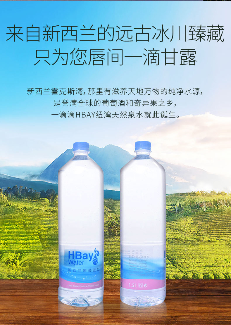 新西兰进口 纽湾 HBay 弱碱性水 1.6L*6瓶 图1