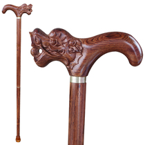 Seven barium Le solid wood wood large leaf Huanghuali section faucet crutches cane for the elderly non-slip walking crutches