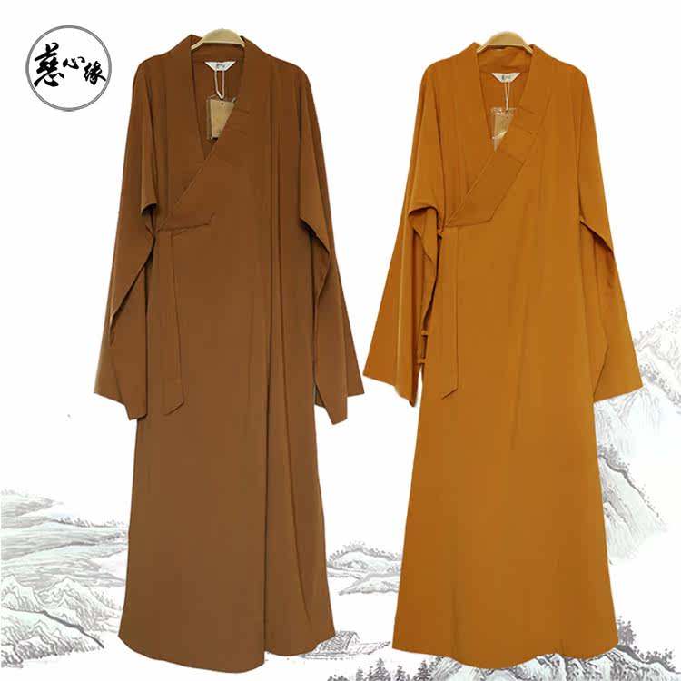 Tzu Heart Monk Served in Spring Summer and Autumn Grand-coat for men and women with long clothing and breathable cool and cool bamboo Festival Hemp Natural Cotton Monk Clothes