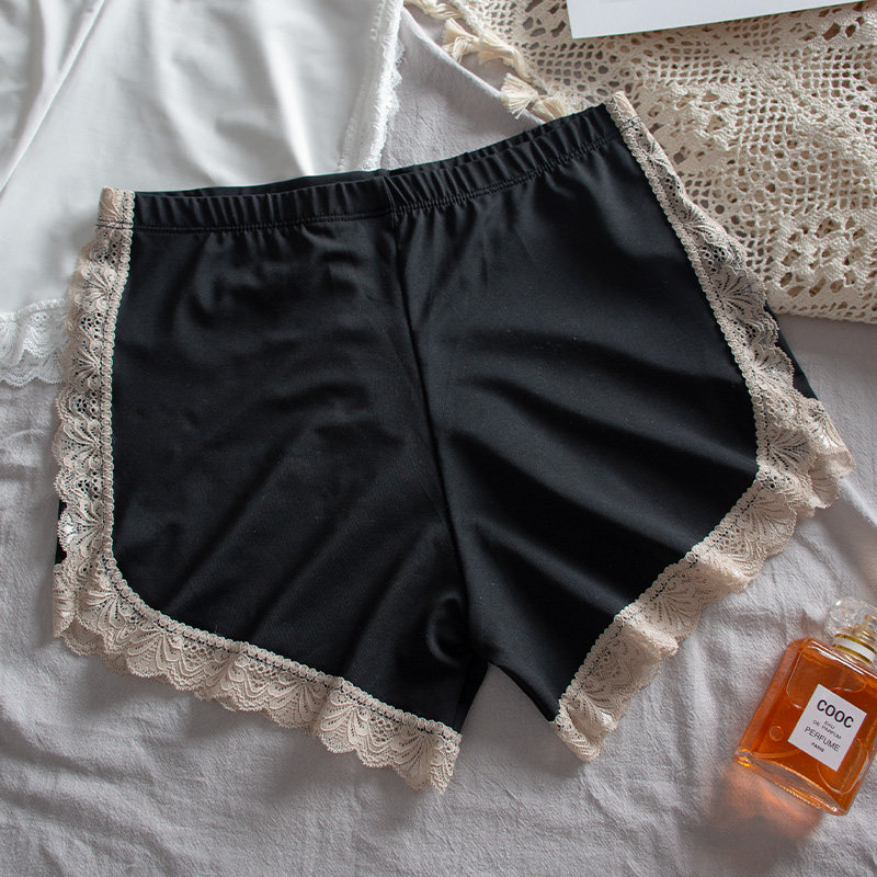 Extractable wearing safety pants female summer anti-walking light thin section of ice silk fabric lace lace floral lace high waist lifting hip pants shorts