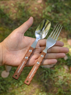 Coleman outdoor camping picnic fork spoon wooden handle tableware