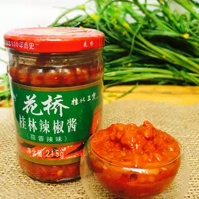 Authentic Huaqiao brand chili sauce 215g Guilin Sanbao rice noodles Garlic super spicy chopped pepper and other flavors full of 4 bottles