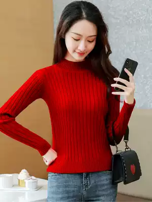 Half high collar small man knitted base shirt Women autumn and winter 2021 new fashion high waist sweater wear
