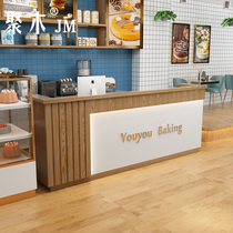  Modern and simple milk tea shop Bar Dessert shop Cashier Bookstore Education clothing front desk Reception desk Log color