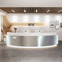 Curved stainless steel cash register Simply modern hotel company reception Tai beauty salon room clothing store front desk