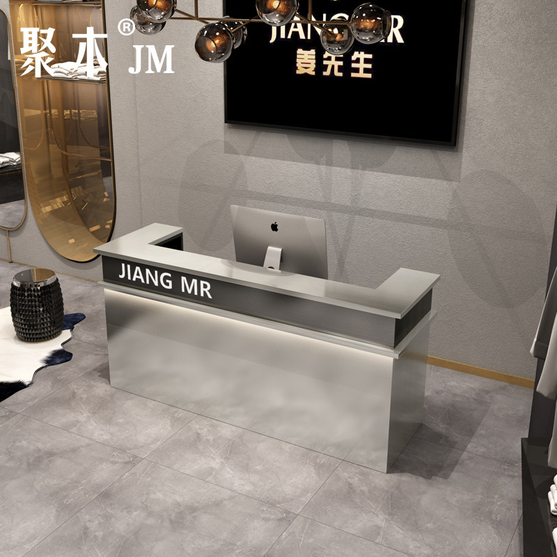 Stainless Steel Cashier Counter Clothing Shop Small Shop Counter Industrial Wind Milk Tea Shop Dining Room The Desk Front Desk Reception Desk