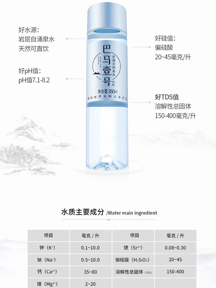 巴马壹号 饮用天然泉水 350mlx24瓶 券后36元包邮 值值值-买手聚集的地方