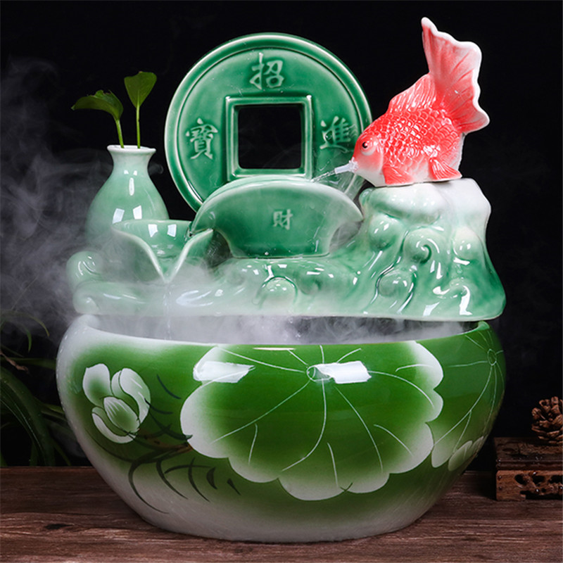 Jingdezhen ceramic fish tank water fountain home bowl lotus water lily basin turtle tank living room fish tank decoration landscaping