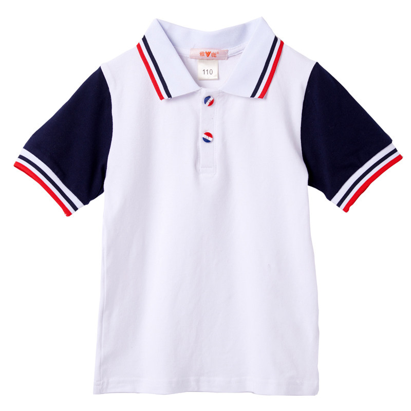 Elementary school uniform summer season white short-sleeved T-shirt polo shirt children's first grade kindergarten class uniform suit
