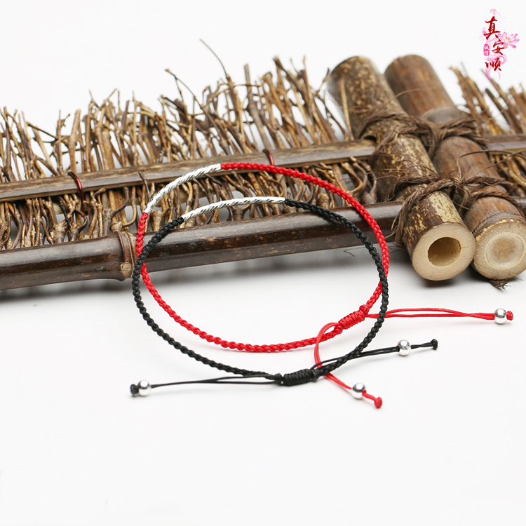 Đúng Anshun, năm sinh, vòng chân đen, ác quỷ, dây đỏ, vòng tay, bạc 925, nam và nữ, người yêu, quà tặng, tất cả mọi thứ - Vòng chân lắc chân bạch kim