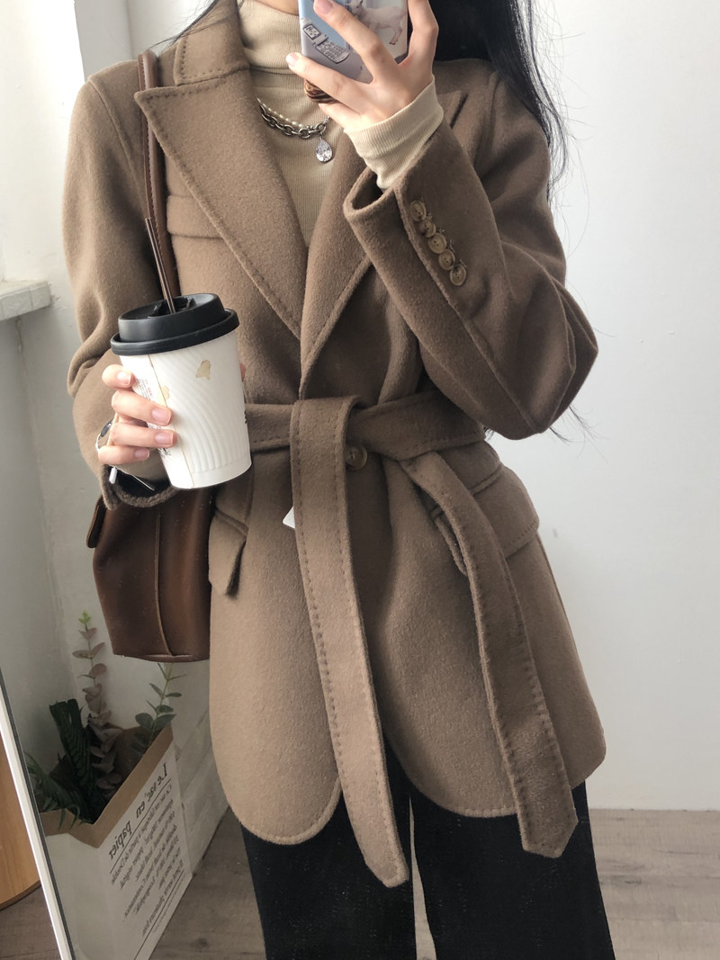 Double face cashmere big coat Girl short 2021 New Korean version Fall small Subsuit Two-sided, woollen jacket