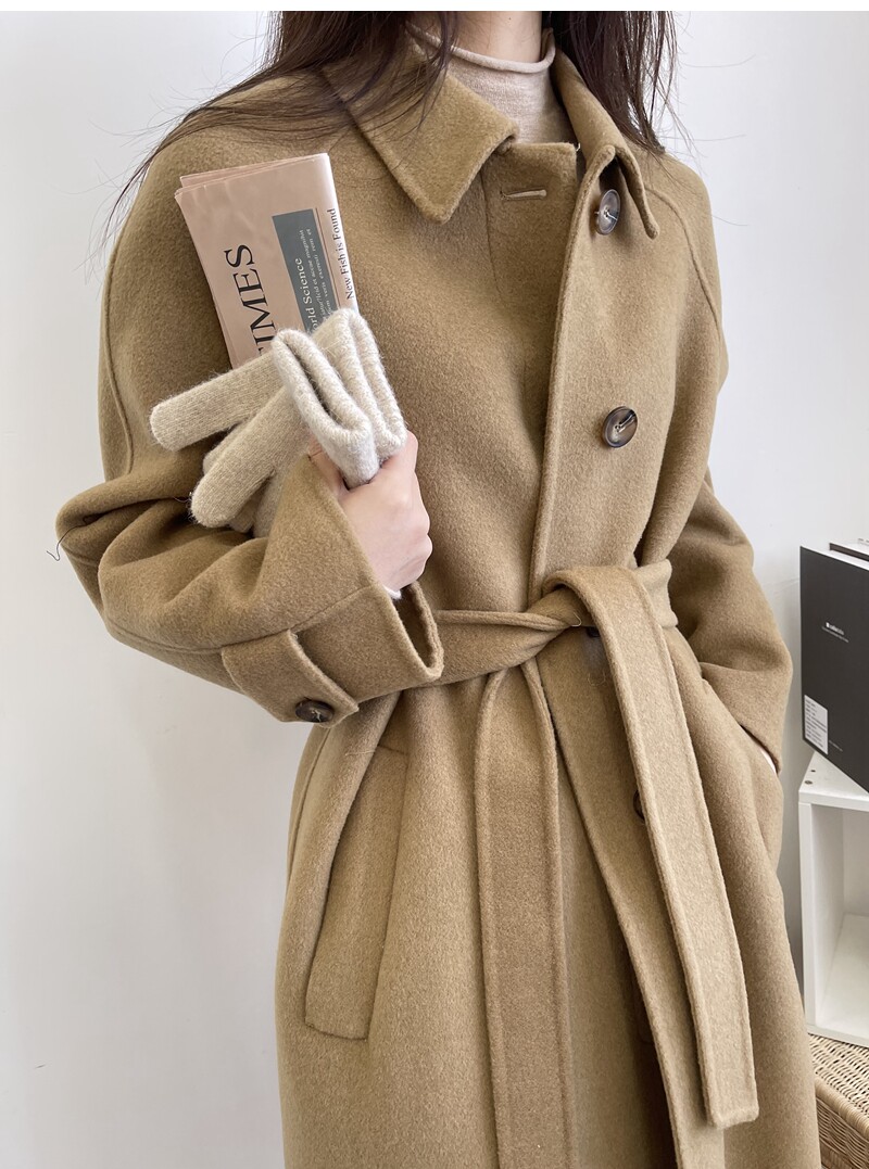 Double face cashmere big coat female medium long version 2021 new Korean version single row button card with its color double face fur coat daughter
