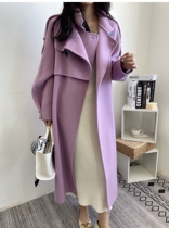 The Upright Collars double-sided woollen jacket woman 2021 The new purple two-sided cashmere coat woman with a thickening of the length