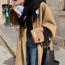 Double-sided cashmere coat womens long 2021 Winter new Korean loose high-end Hepburn wool jacket