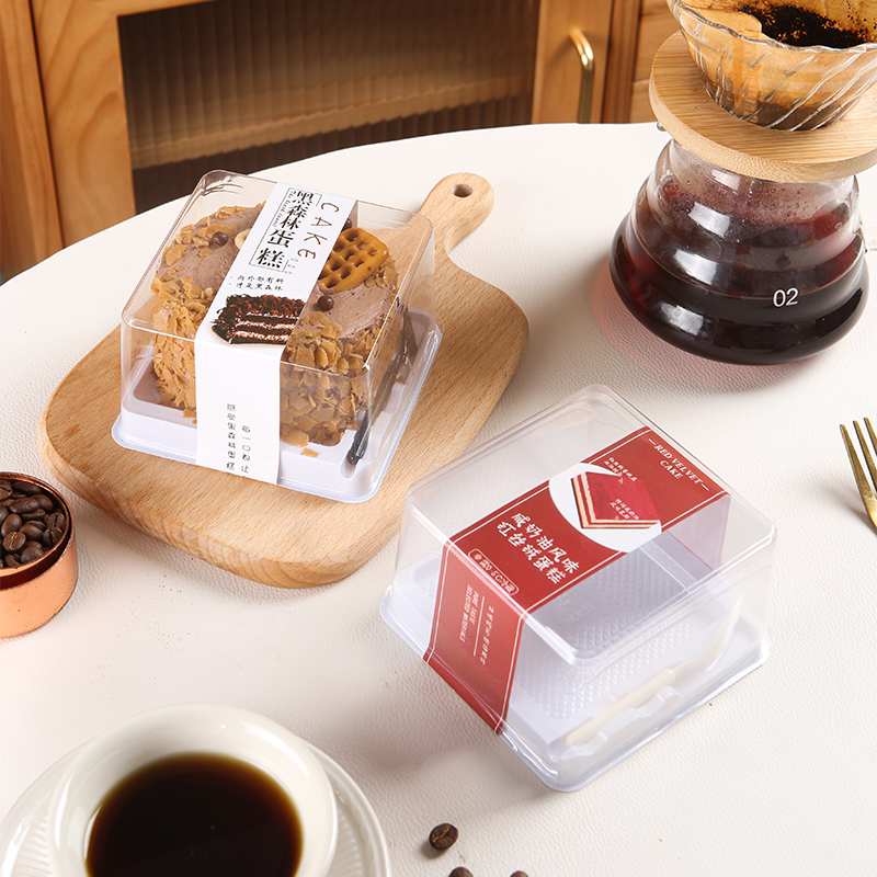 Square Salted Cream Red Velvet Black Forest Cake Packaging Box Single Popcorn Cake Packaging Box