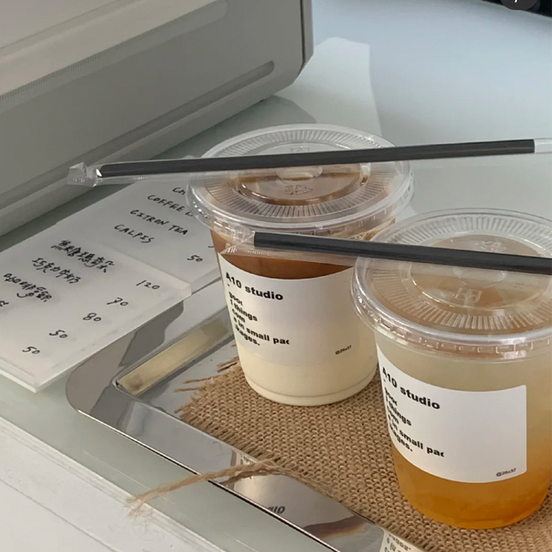 Food grade color milk tea coffee disposable straw 19cm pointed pearl taro round plastic thick tube individually packaged