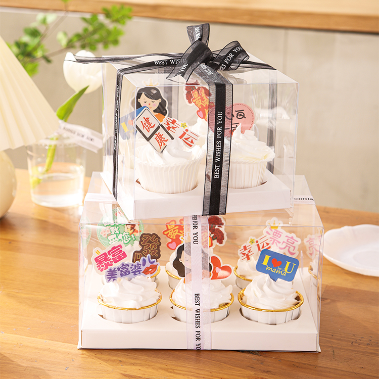 New transparent cupcake packaging box 2 4 6 12 muffin box portable coconut jelly packaging box heightened