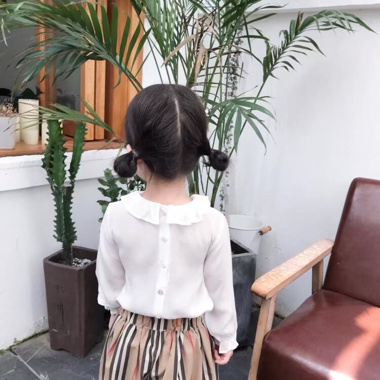 Sản phẩm mới miu bé gái nhà siêu đẹp cổ áo cánh sen lụa 100 đôi dâu tằm đốm - Áo sơ mi bexinhshop shop