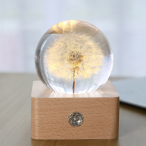 Dandelion crystal ball night light ornaments to send male and female girlfriends wedding birthday gifts to new friends