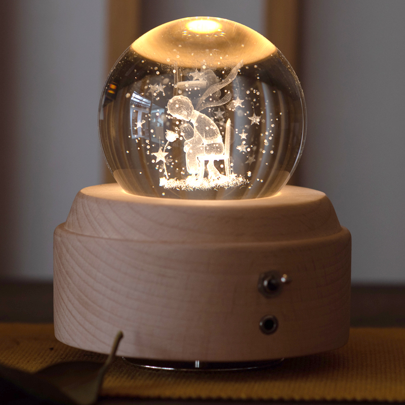 The Little Prince rose crystal ball music box Music box Girl birthday gift Boyfriend and girlfriend Little Prince peripheral
