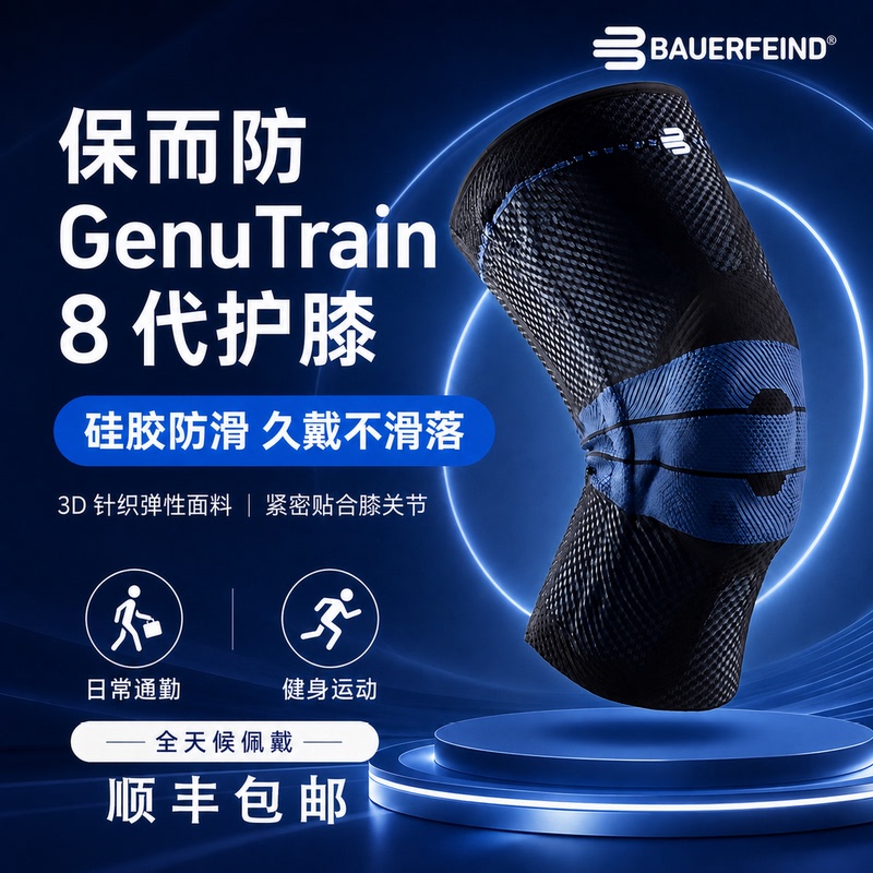 Bauerfeind Eighth Generation Professional Sports Knee Pads Basketball Volleyball Tennis Patella Belt Protective Gear