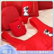 Girls Year of Life red underwear set 13-year-old red vest Ox gift Developmental small vest red genus Ox cotton