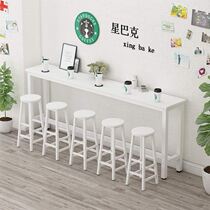 Light Extravagant Milk Tea High Foot Table Milk Tea Leaning Window High Table Shop Bar Terrace Small Balcony Solid Wood Strip Narrow Table Household Business