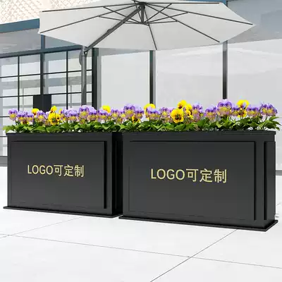 Sample House Display Center Square Leisure bar iron flower bed outdoor flower box combination gardening planting flower pot outside fence flower pot