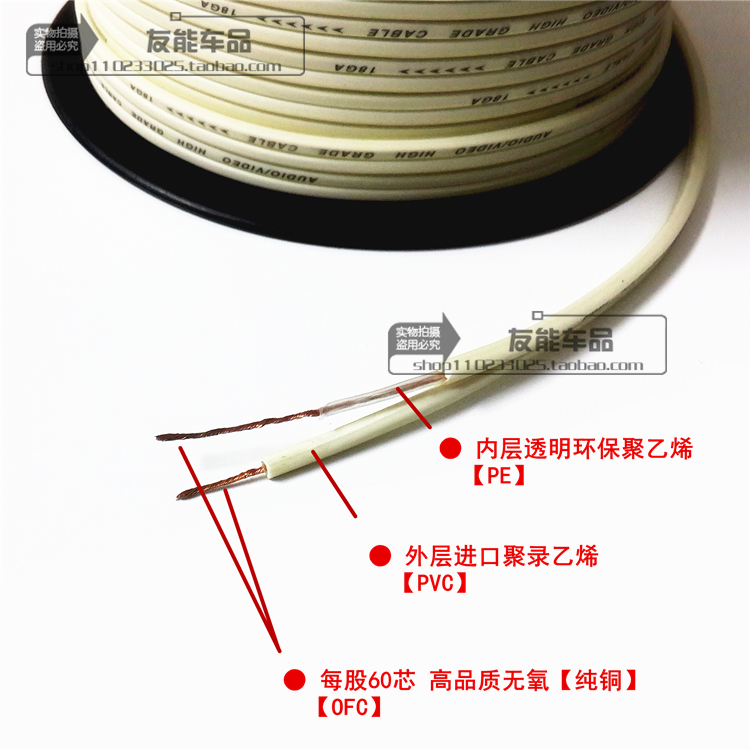 16 18 gauge oxygen-free copper high-quality double-stranded speaker wire double-layer insulation material high fidelity safe and durable