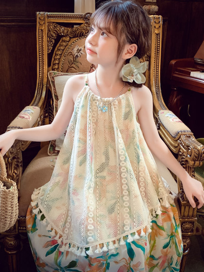 女童夏装吊带连衣裙2025新款洋气儿童波西米亚沙滩裙女孩休闲裙子