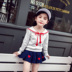 Cô gái mặc mùa xuân và mùa thu Set Little Girls College Wind dài tay + Váy ngắn thời trang Bộ hai mảnh 3 cửa hàng quần áo trẻ em Phù hợp với trẻ em