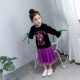 Cô gái mùa xuân và mùa thu váy áo len dài tay trẻ em phiên bản Hàn Quốc của váy xếp li trong váy trẻ em lớn