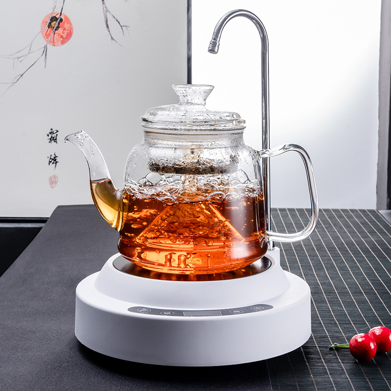 Flower tea tea maker Small automatic steam tea pot Glass tea set Household electric ceramic stove kettle round