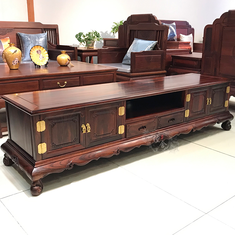 Indonesian Black Acid Branches Red Wood Chinese Combined TV Cabinet Red Acid Branches New Chinese Vegan Solid Wood Furniture Manufacturers Direct