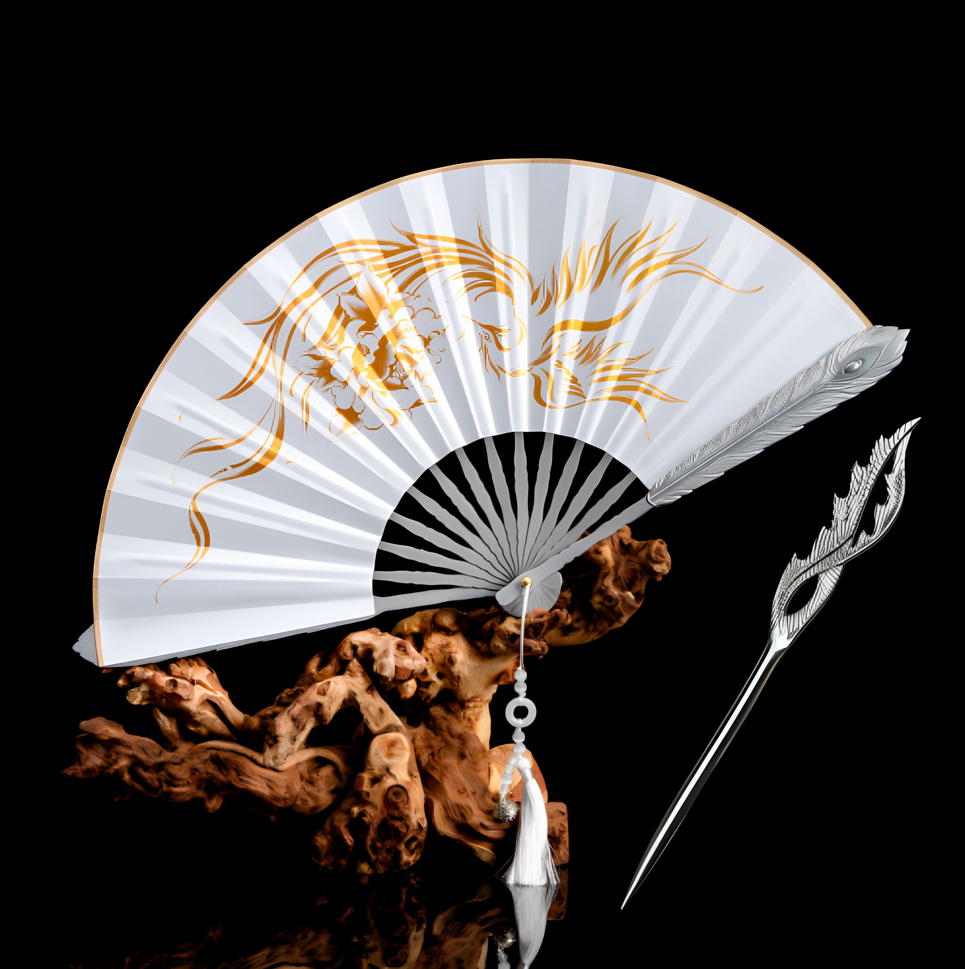 鳳凰飾扇 玄鐵鳳翎扇】 9寸14方金屬摺扇鋼骨折扇，武扇-淘寶Taobao | 天貓Tmall