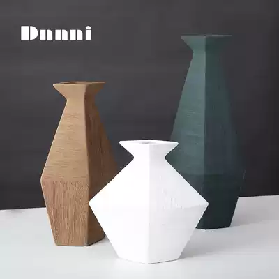 Dnnni modern simple thick ceramic vase living room table home decoration creative brushed flower arrangement dry flower flower arrangement